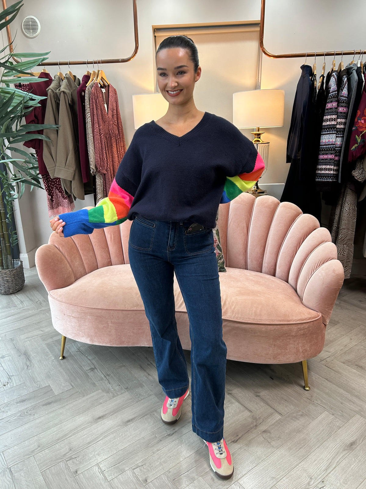 Darcie Navy Rainbow Jumper