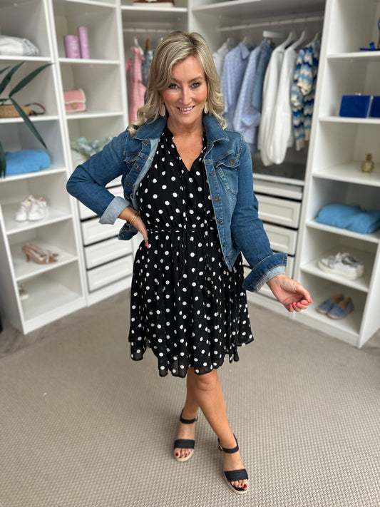 Solene Black Polka Dot Dress