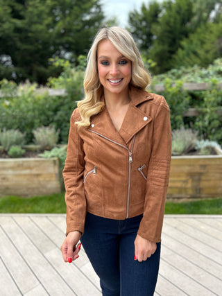 Brandi Suede Biker Cognac