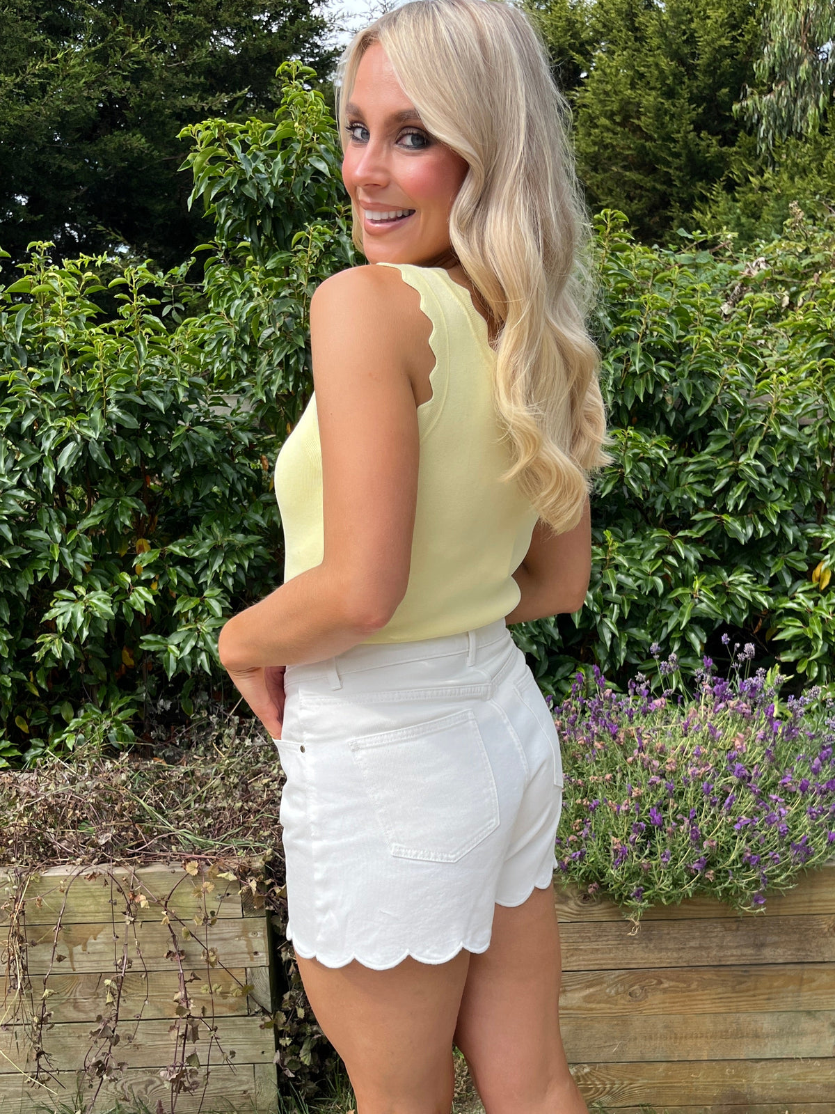 Fleur High Waisted Shorts White