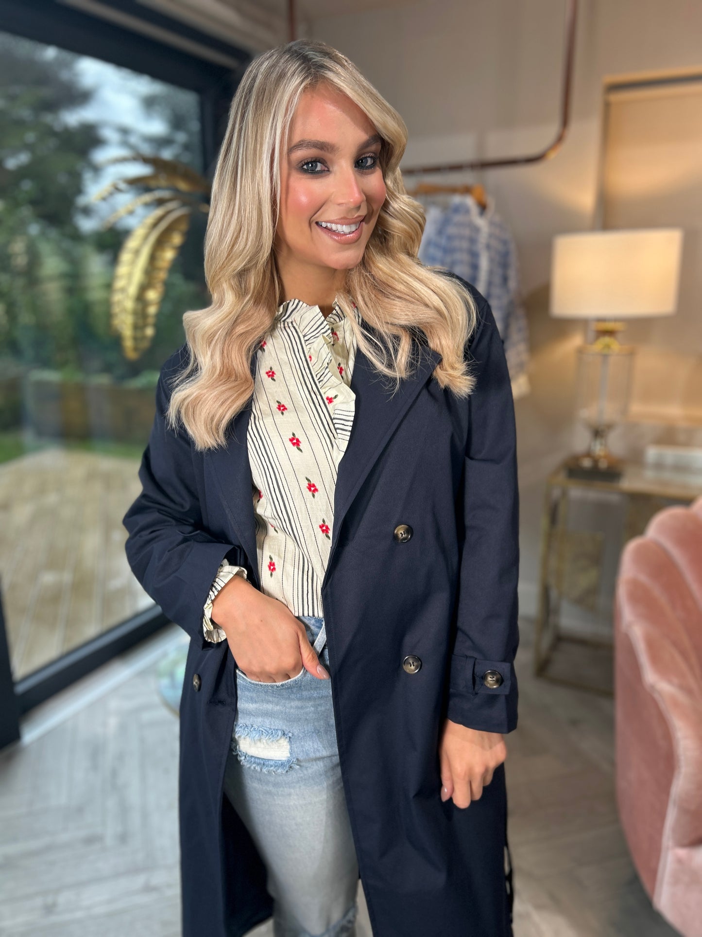 Addison Trench  Coat Navy