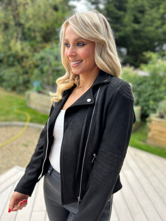 Brandi Suede Biker Black