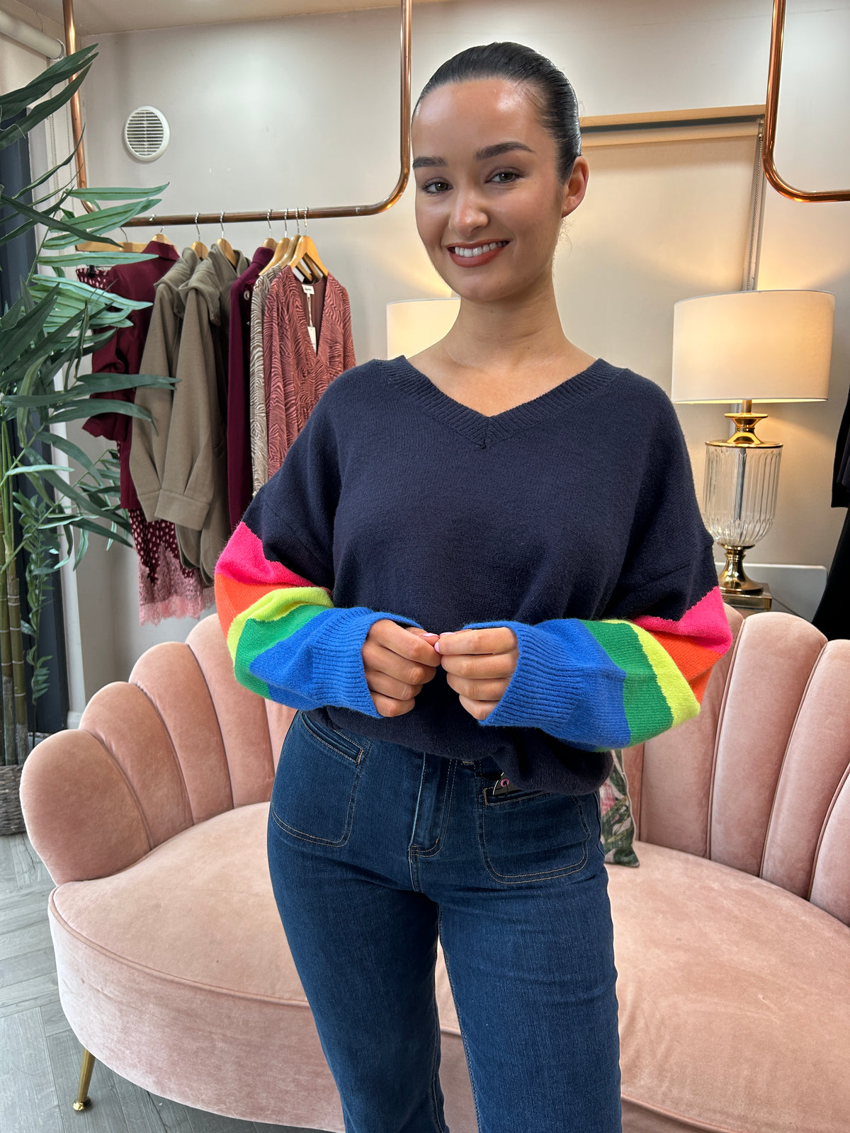 Darcie Navy Rainbow Jumper
