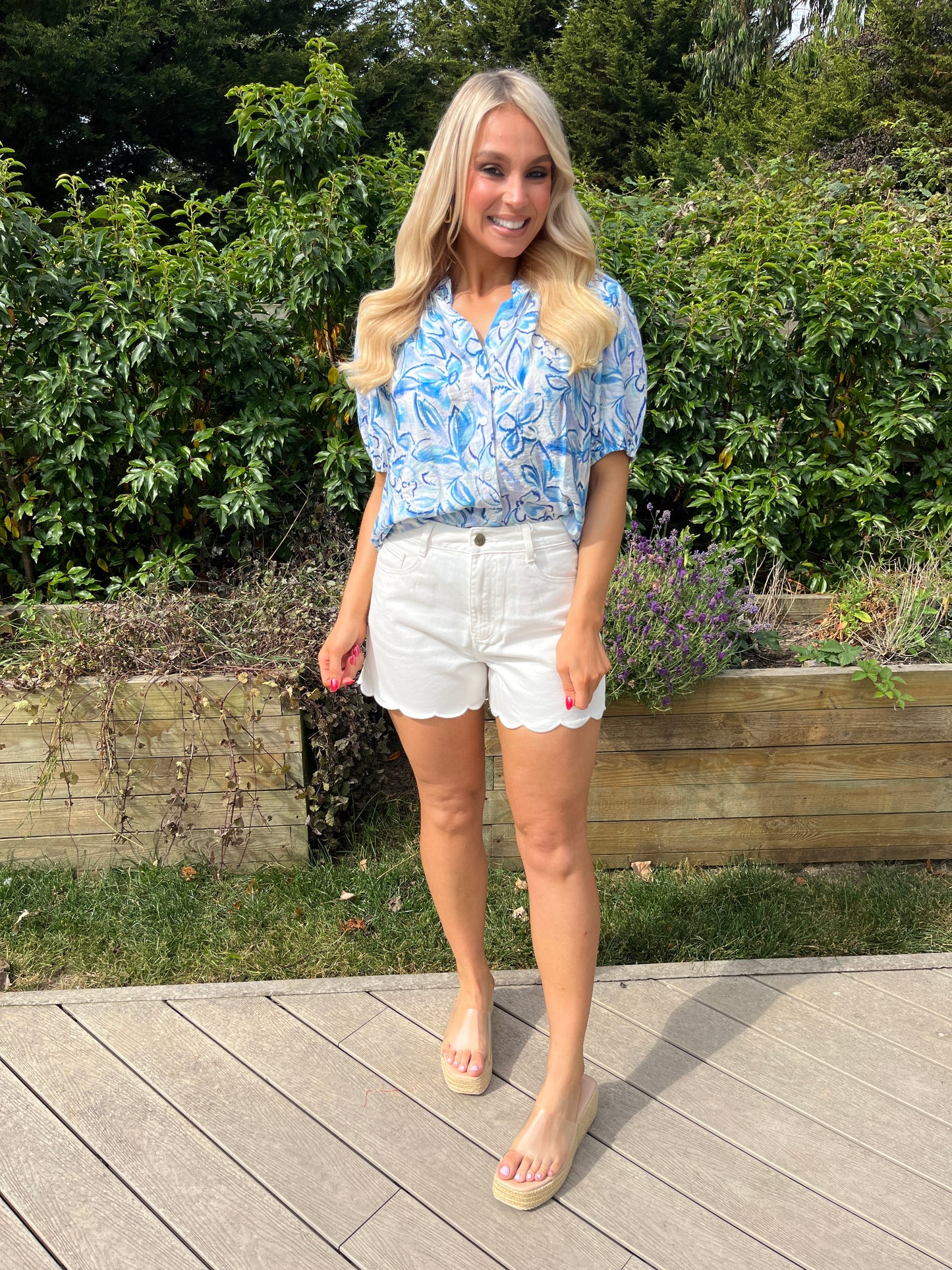 Fleur High Waisted Shorts White