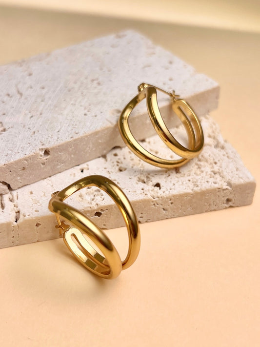 Double Gold Hoops