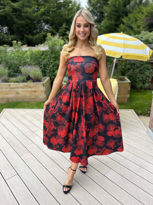 Danni Red Floral Dress