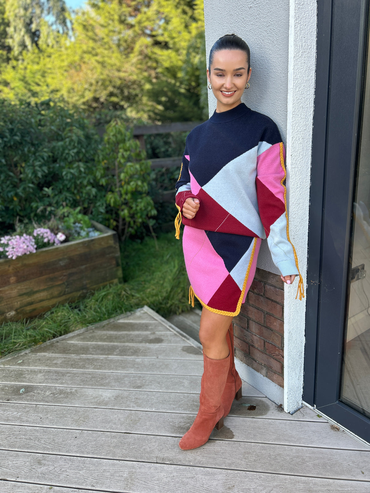 Argyle Knit Mini Skirt