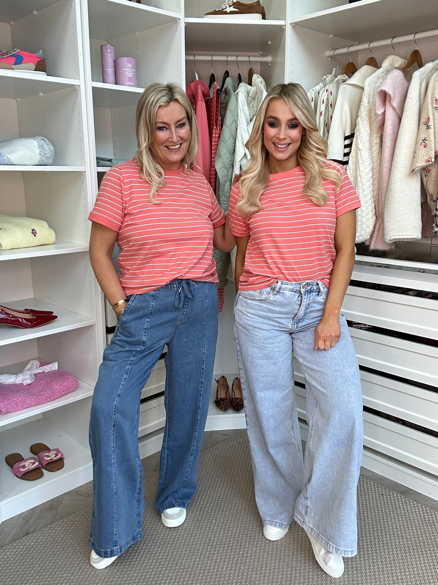 Paula Stripe Tee Coral