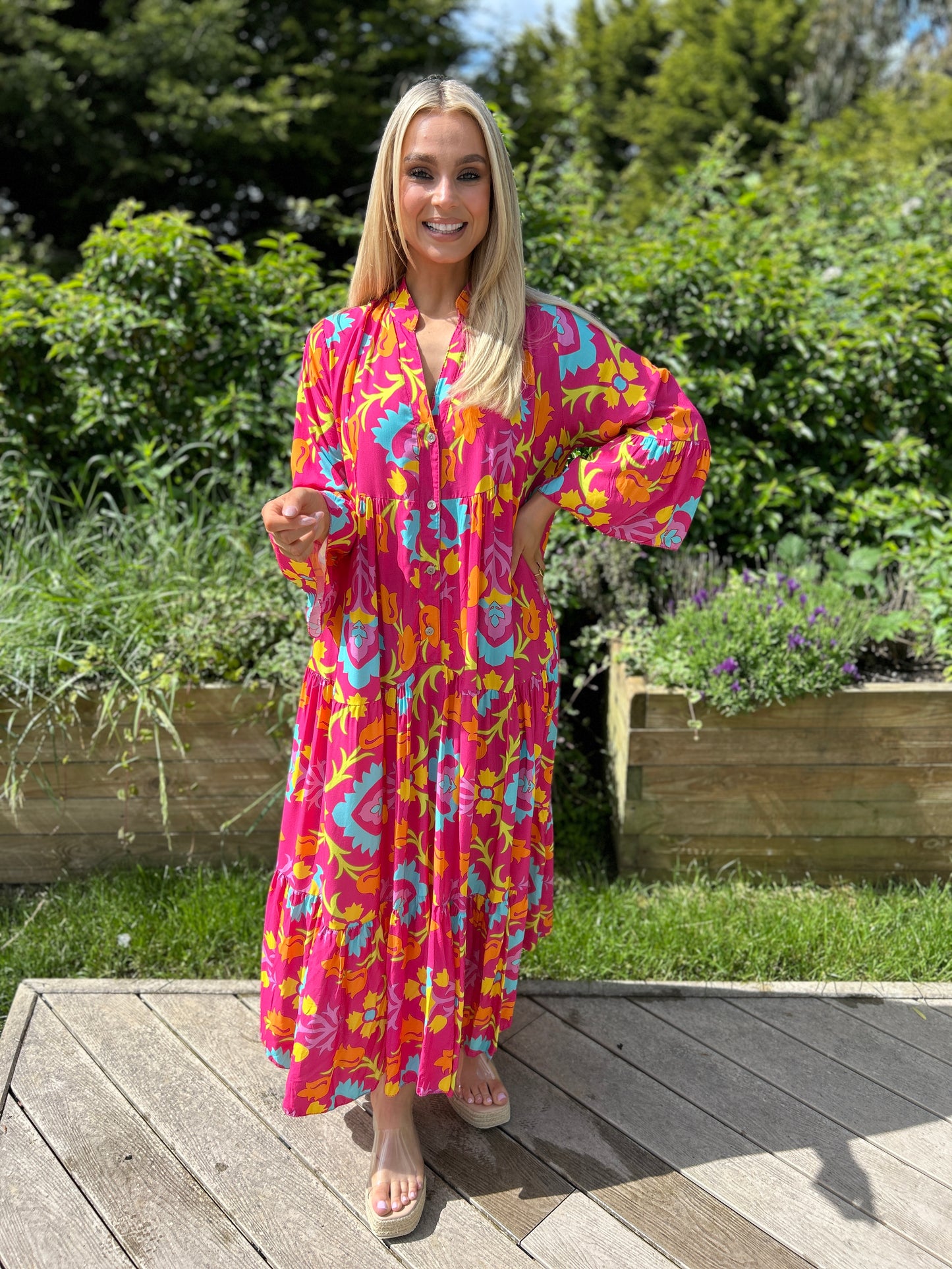 Grace Midi Dress Fuchsia