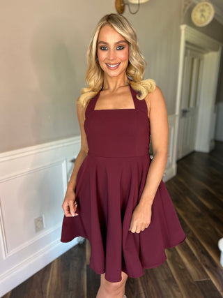 Pandora Mini Dress in Wine Red