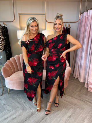 Ariana Red Floral Midi