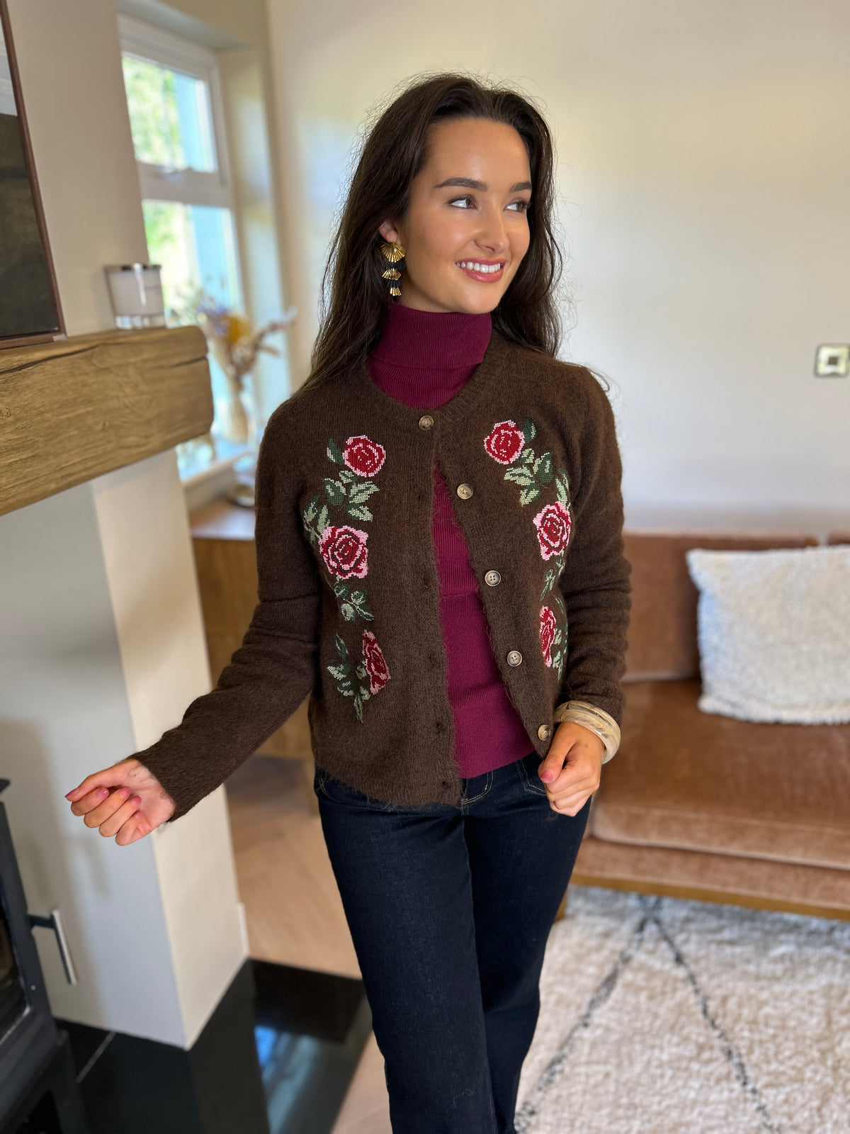 Eden Rose Cardi Chocolate