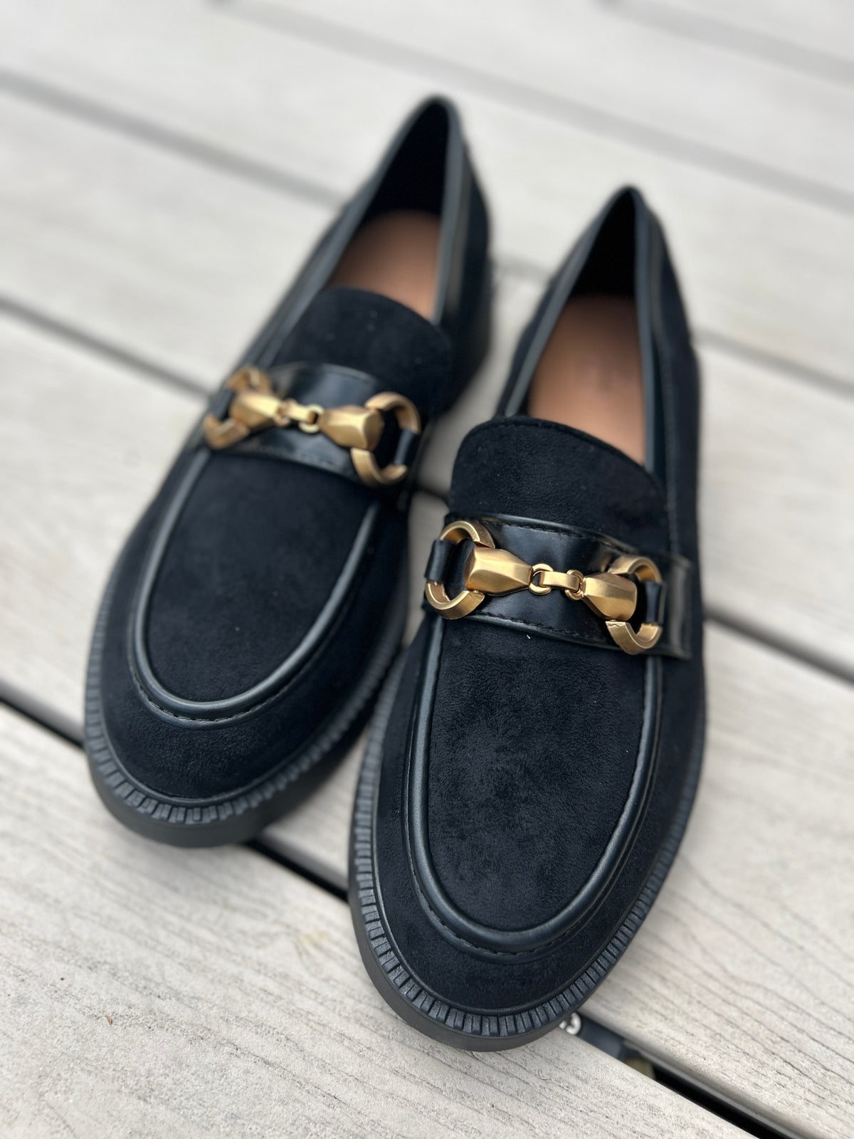 Marnie Suede Loafers Black