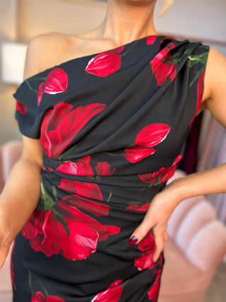 Ariana Red Floral Midi