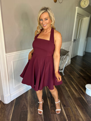 Pandora Mini Dress in Wine Red