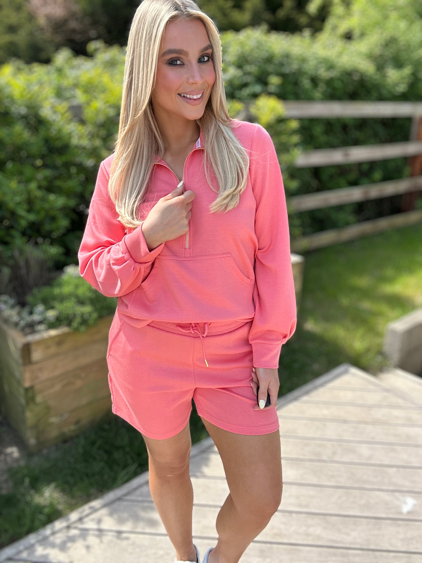 Jane Half Zip Coral