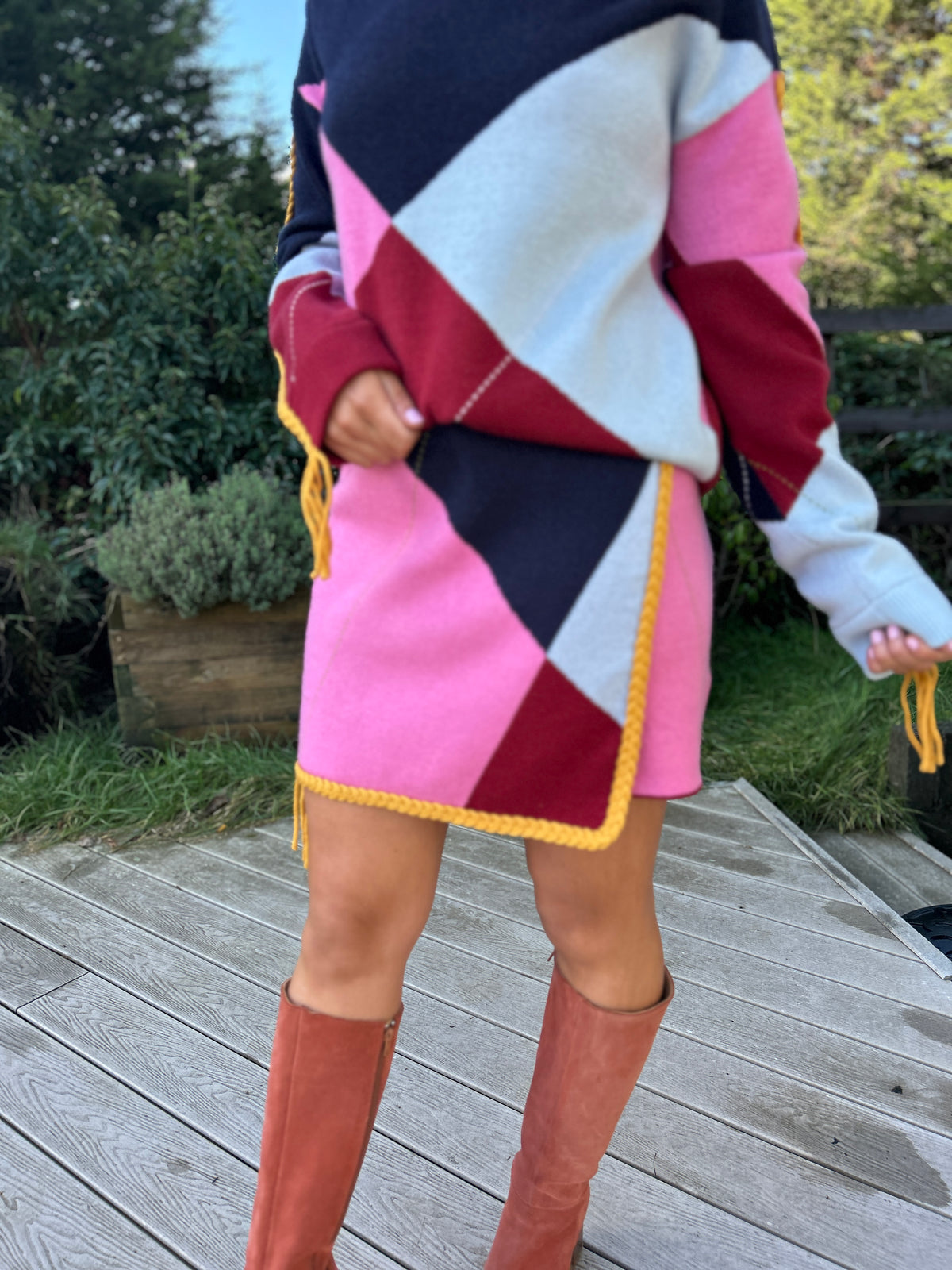 Argyle Knit Mini Skirt