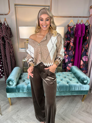 Claudine Velvet Pants Taupe