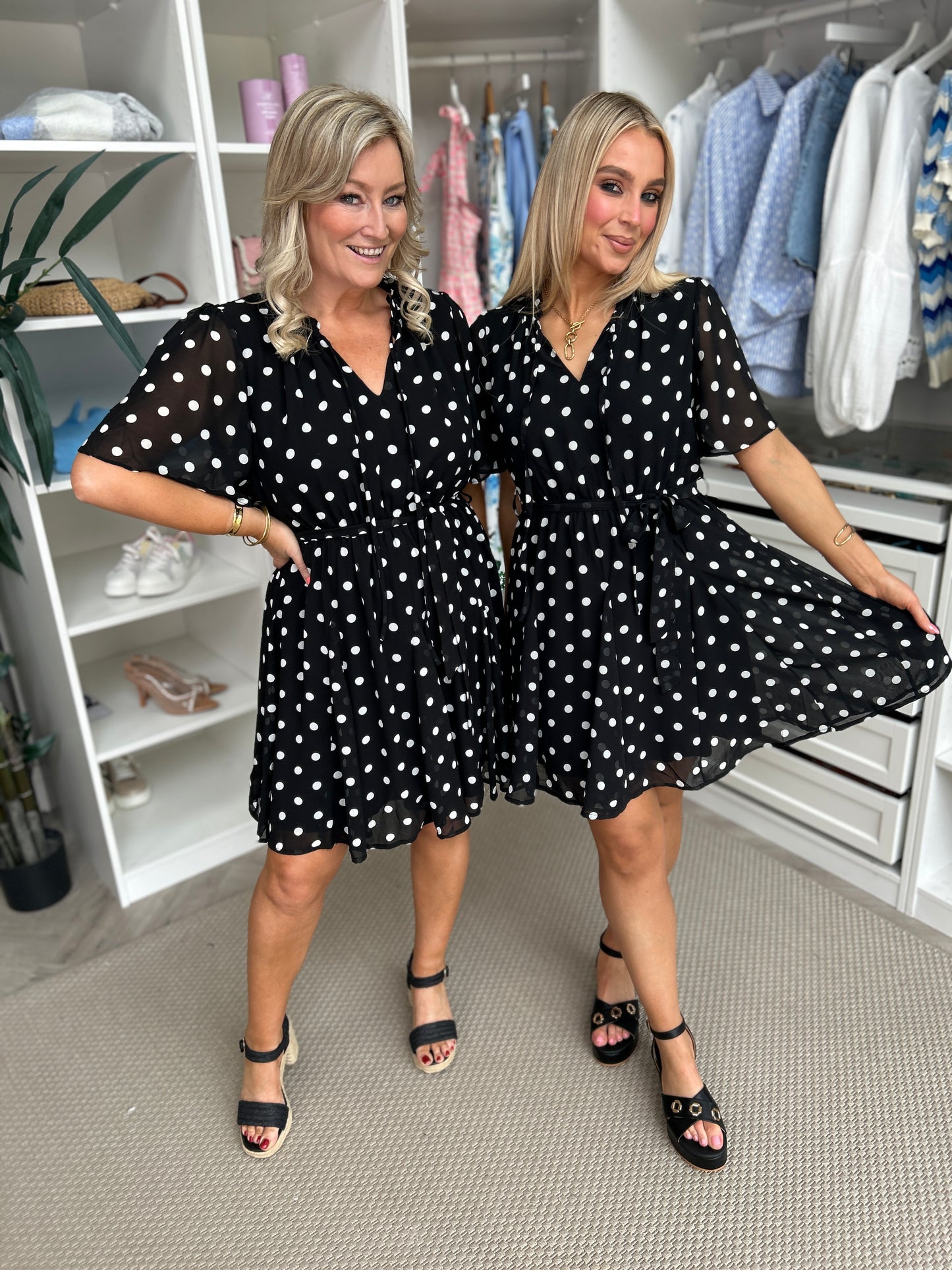 Solene Black Polka Dot Dress