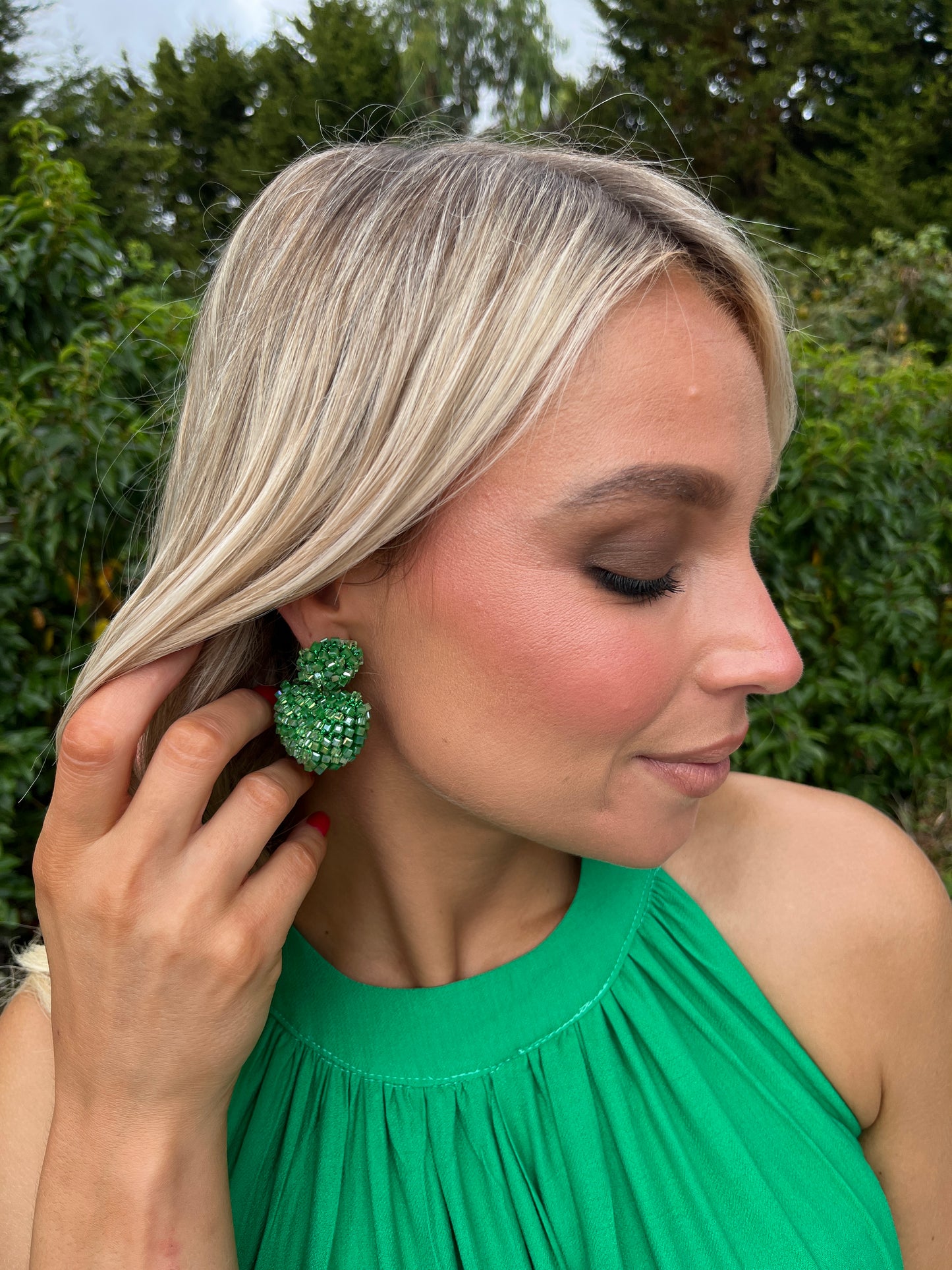 Ria Heart Earring Green
