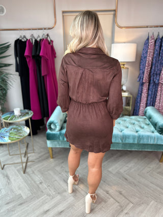 Kira Suede Dress Chocolate