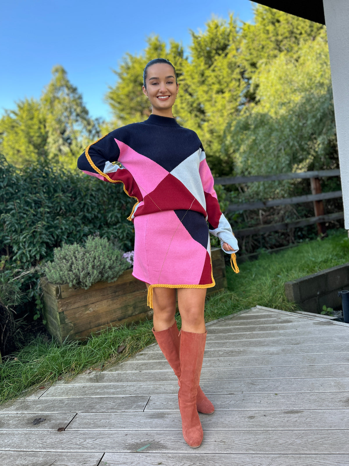 Argyle Knit Mini Skirt