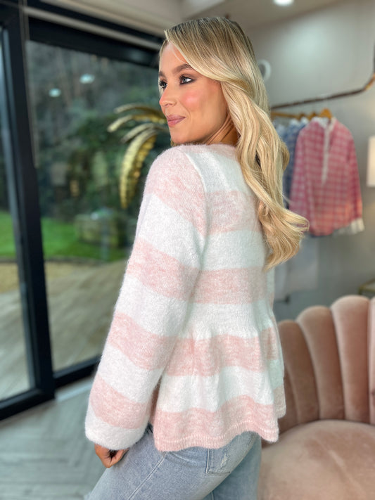 Lila Peplum Jumper Pink