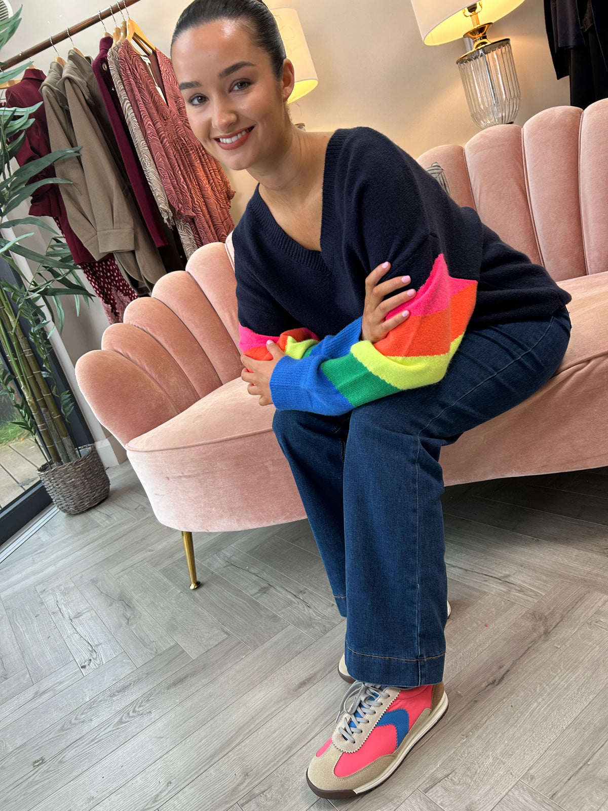 Darcie Navy Rainbow Jumper