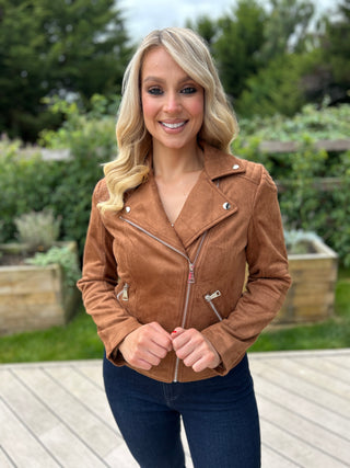 Brandi Suede Biker Cognac