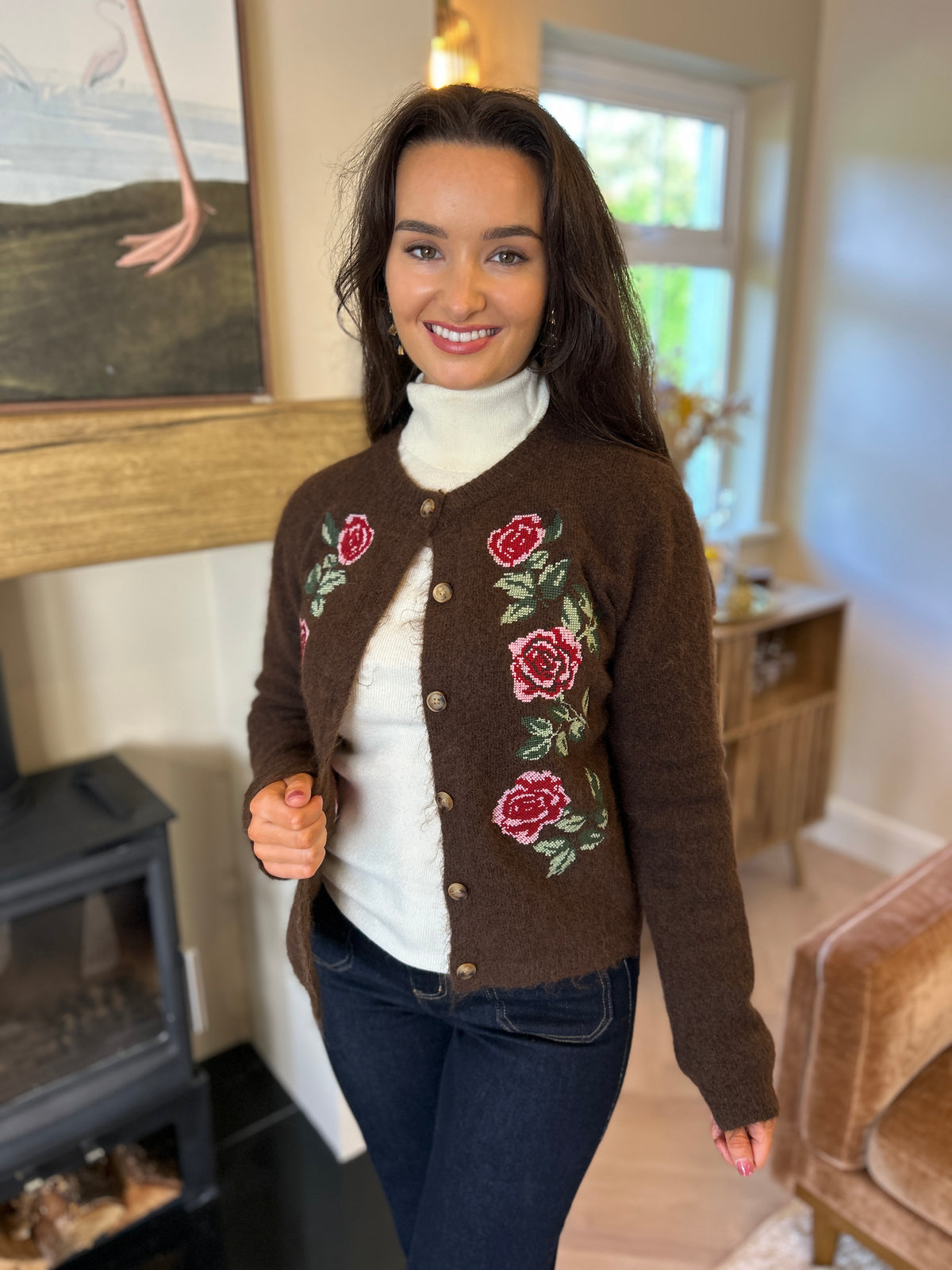 Eden Rose Cardi Chocolate