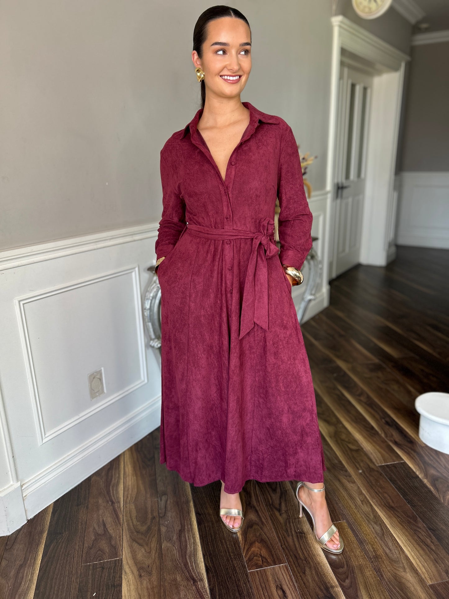 Angela Suede Shirt Dress