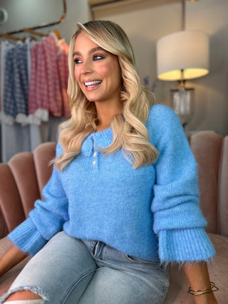 Anais Blue Ruffle Jumper