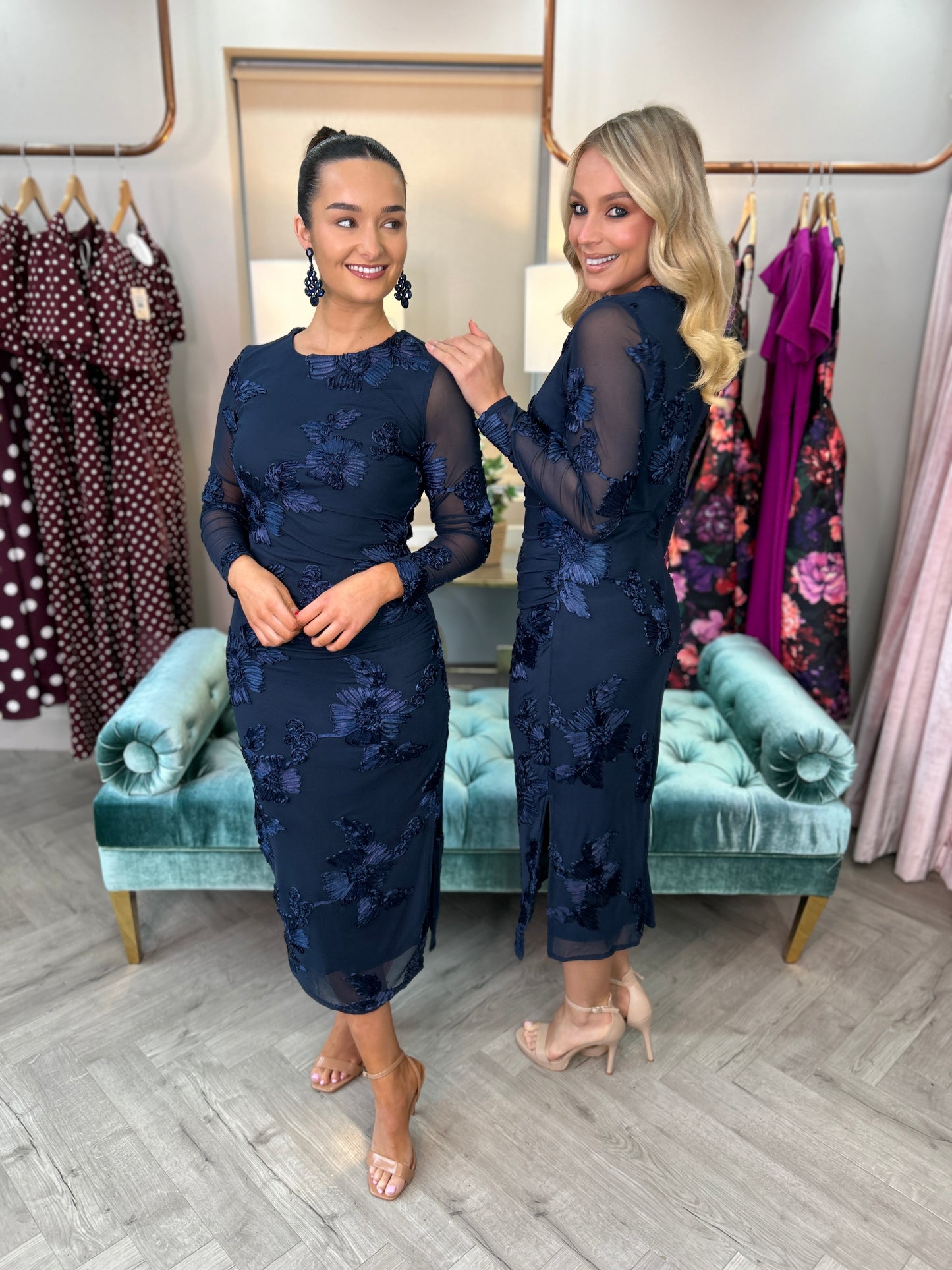 Elodie Mesh Dress Navy