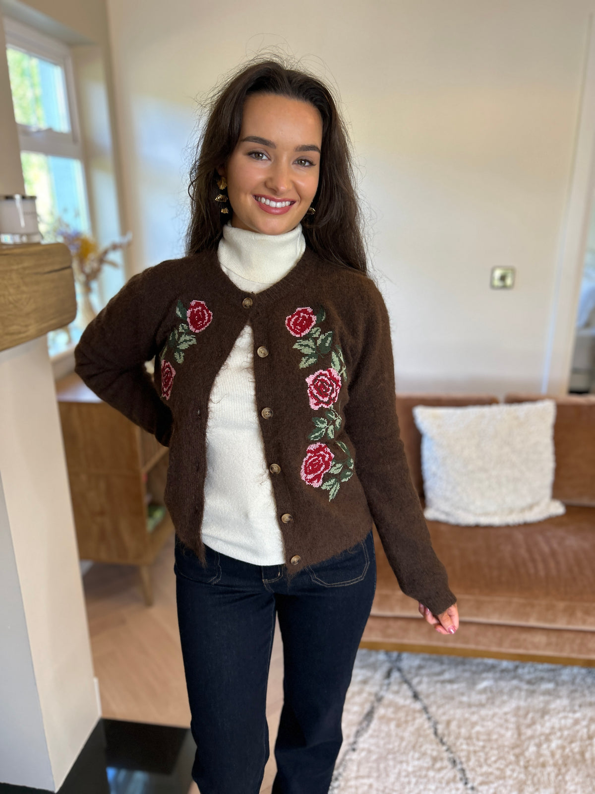 Eden Rose Cardi Chocolate