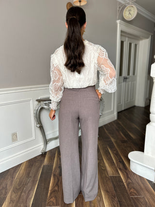 Orna Wide Leg Pants Taupe