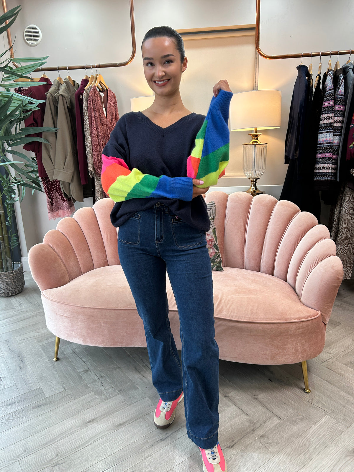 Darcie Navy Rainbow Jumper