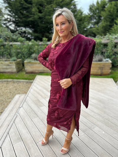 Elodie Mesh Dress Burgundy