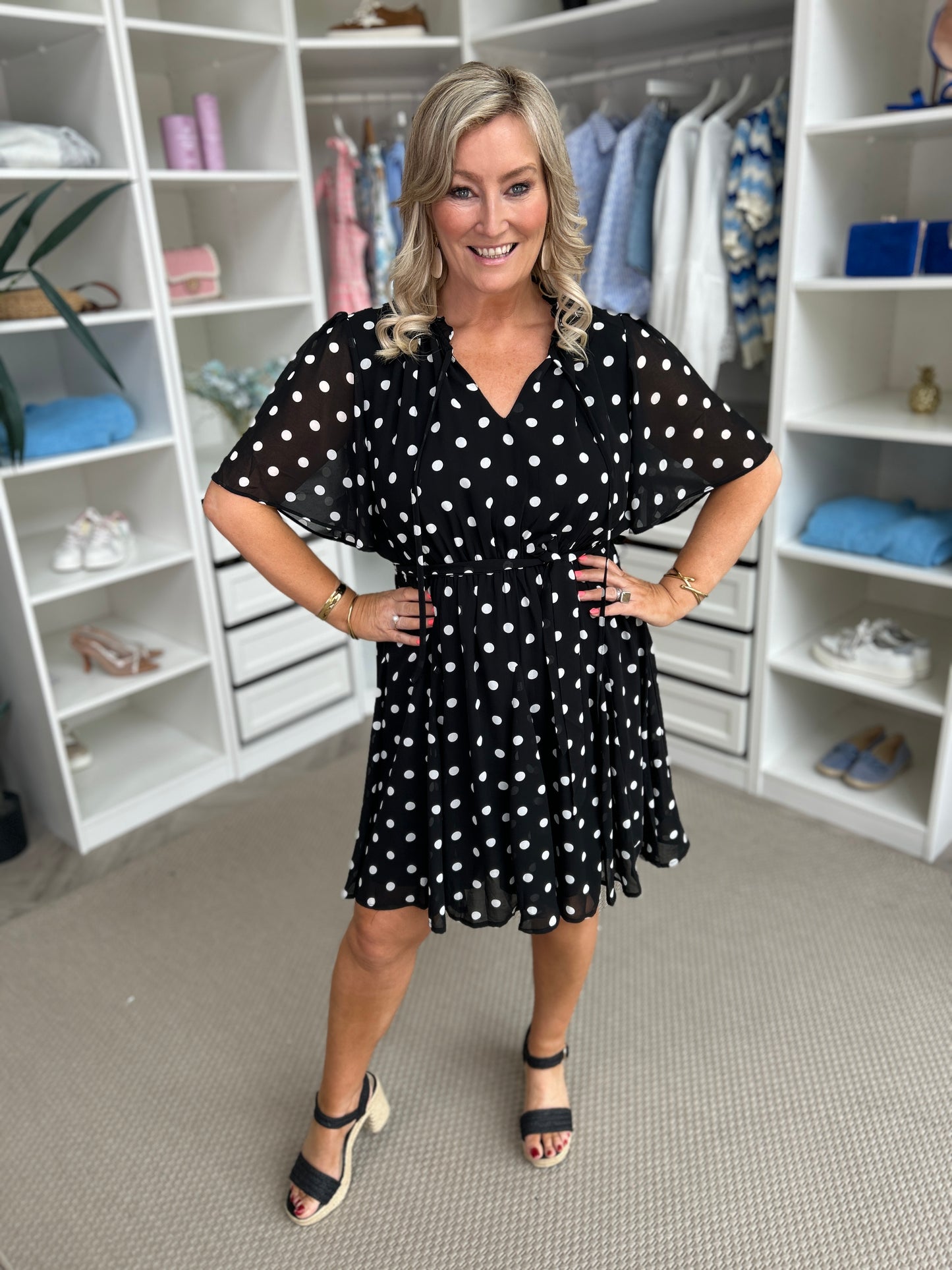 Solene Black Polka Dot Dress