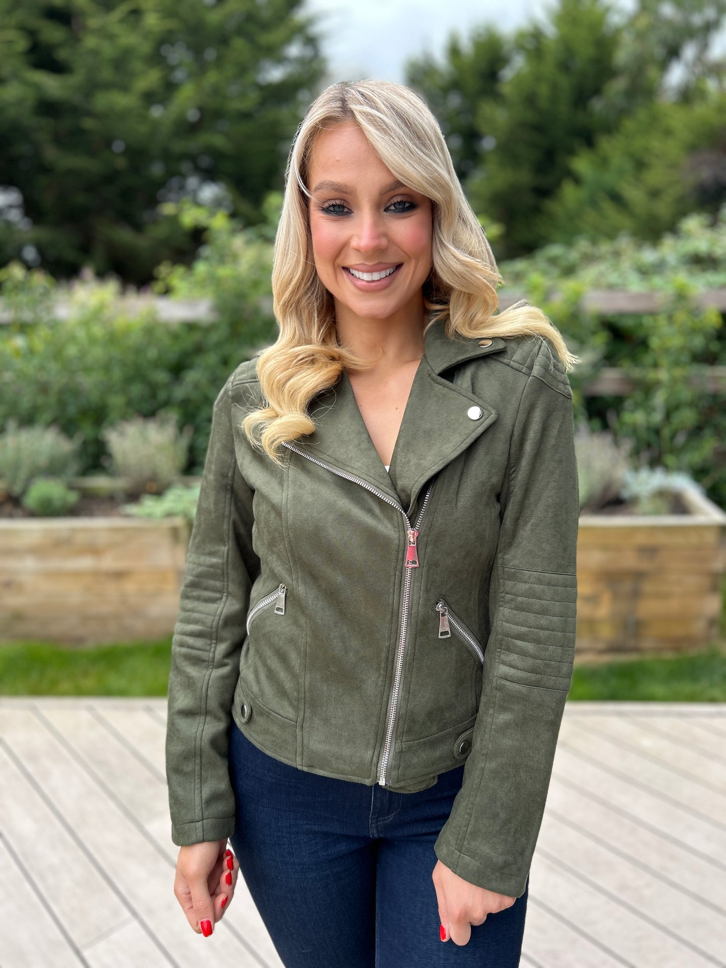 Brandi Suede Biker Khaki