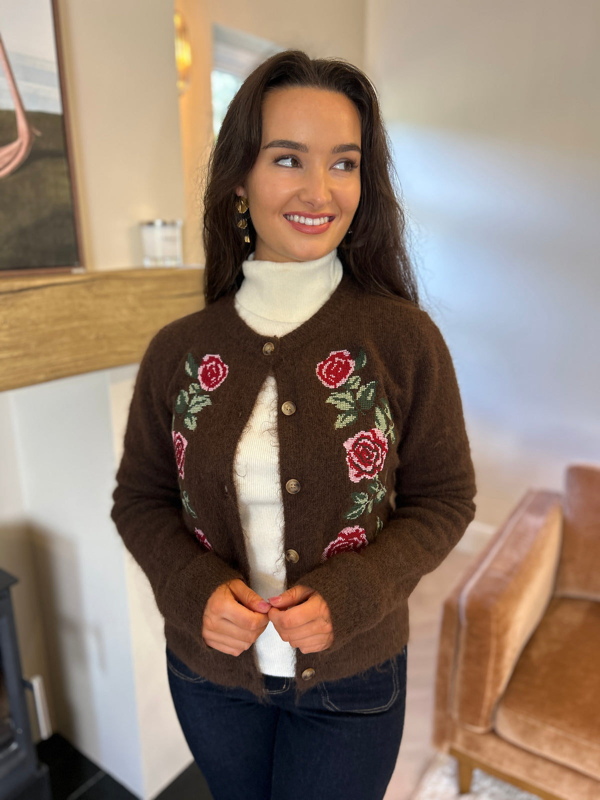 Eden Rose Cardi Chocolate