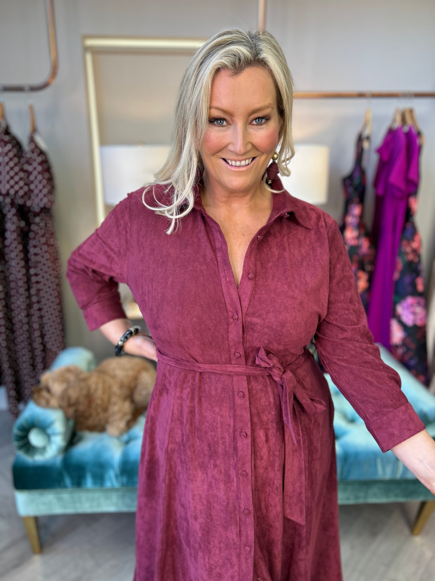 Angela Suede Shirt Dress