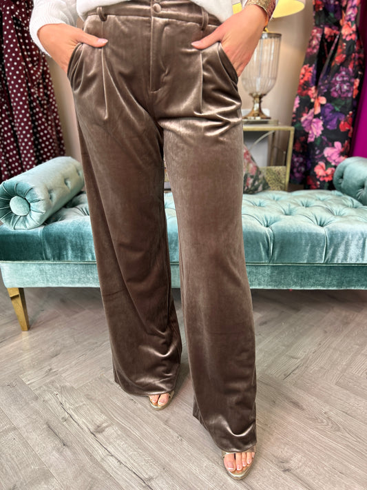 Claudine Velvet Pants Taupe