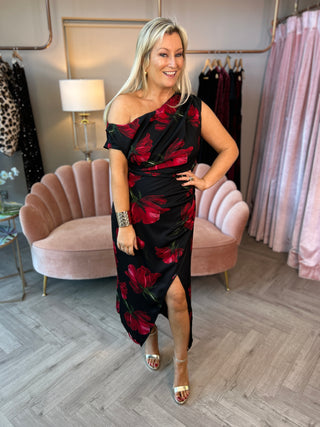 Ariana Red Floral Midi