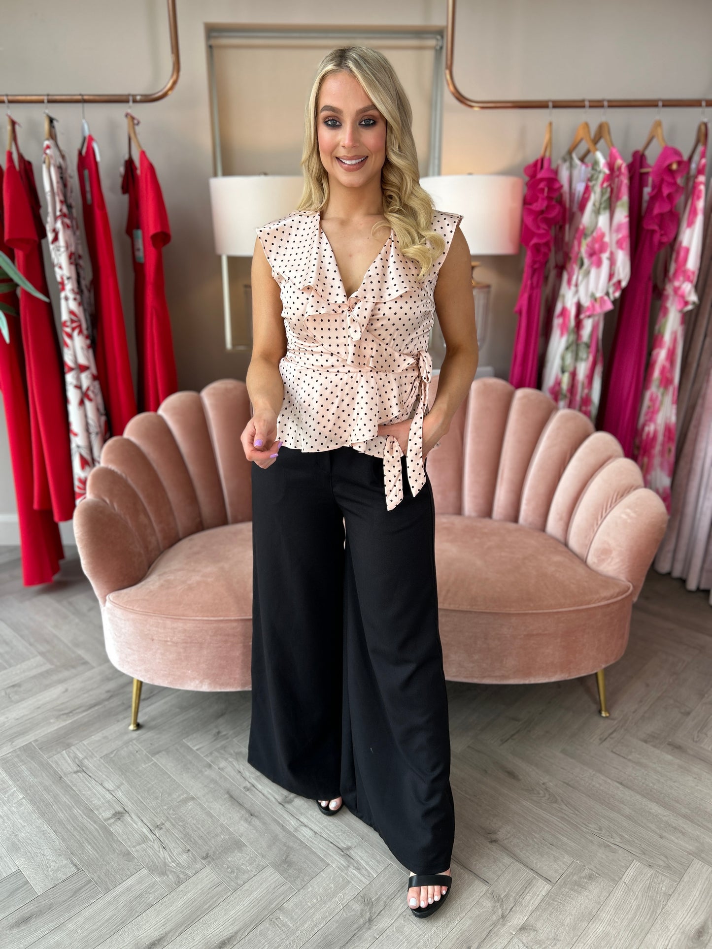 Vikki Wrap Top Polka Dot