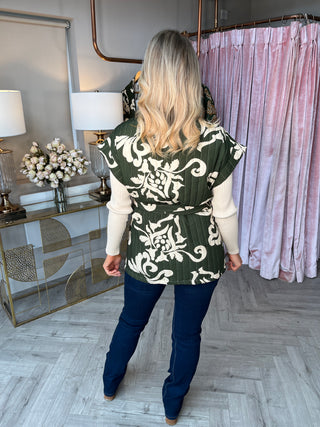 Jax Quilted Kimono In Olive