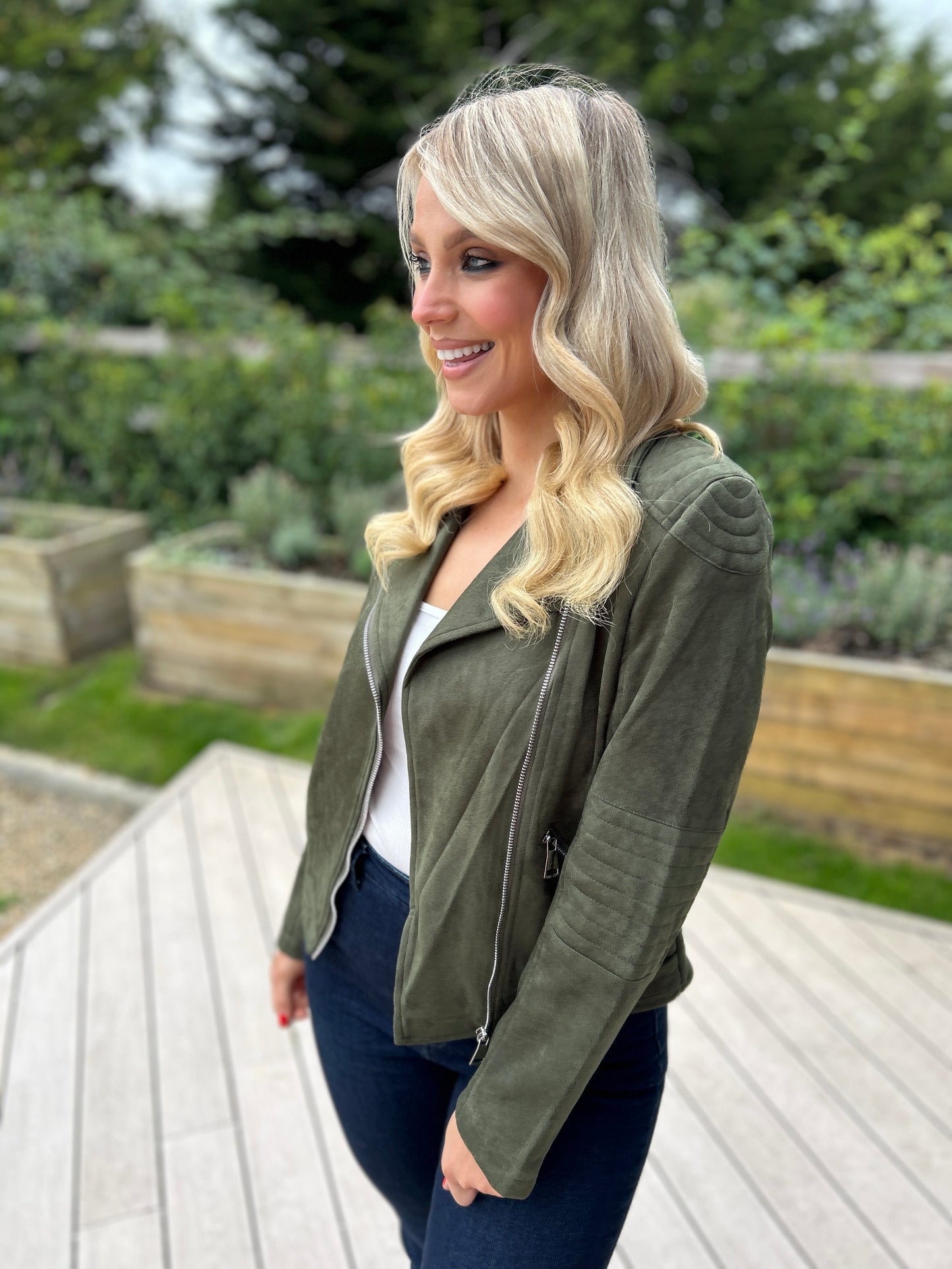 Brandi Suede Biker Khaki