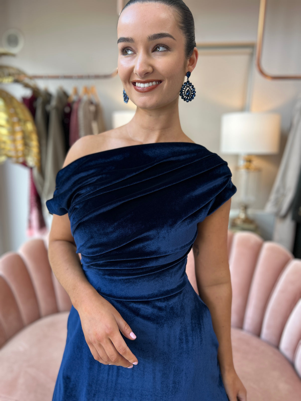 Felicity Dress Navy Velvet