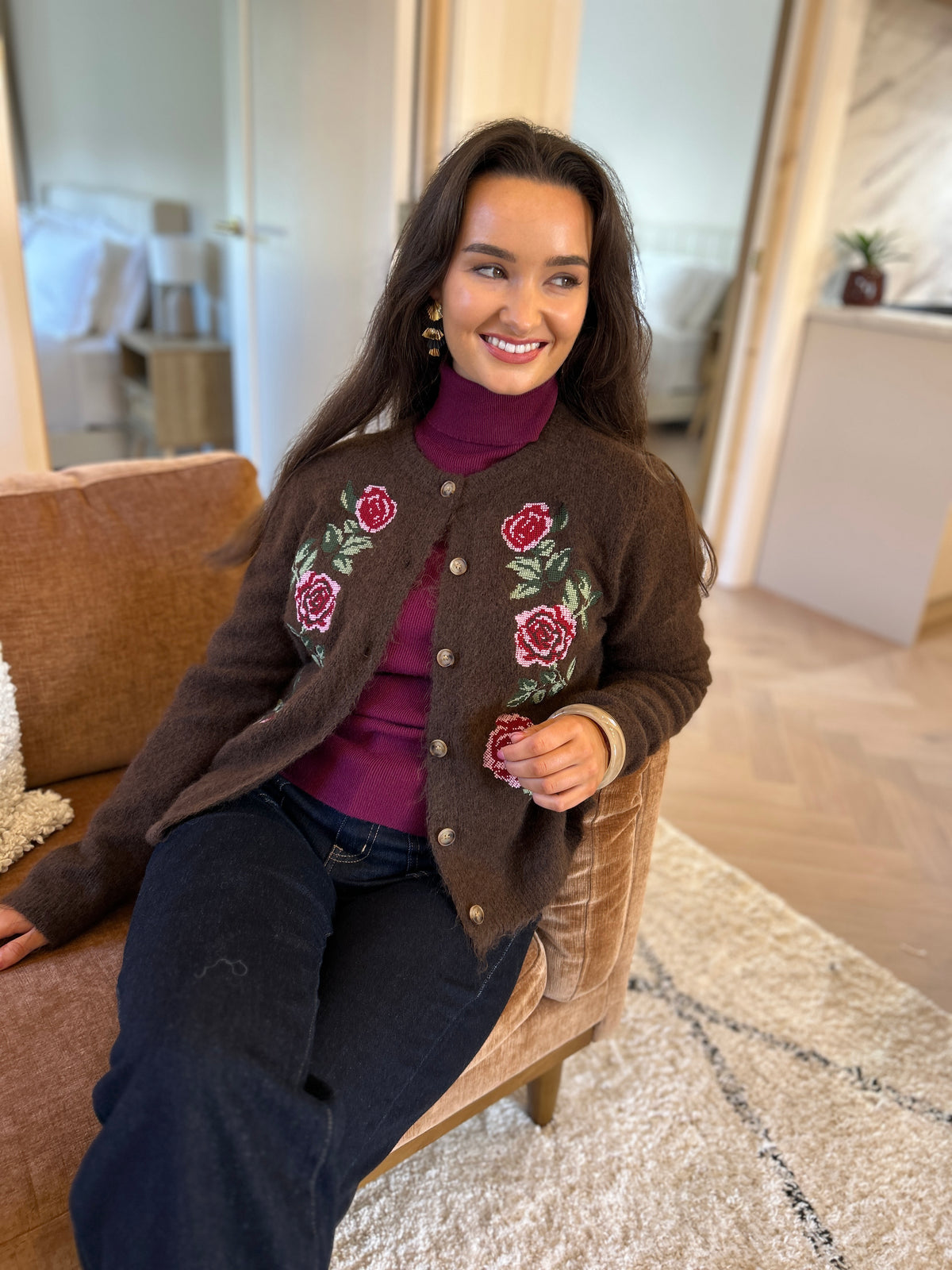 Eden Rose Cardi Chocolate
