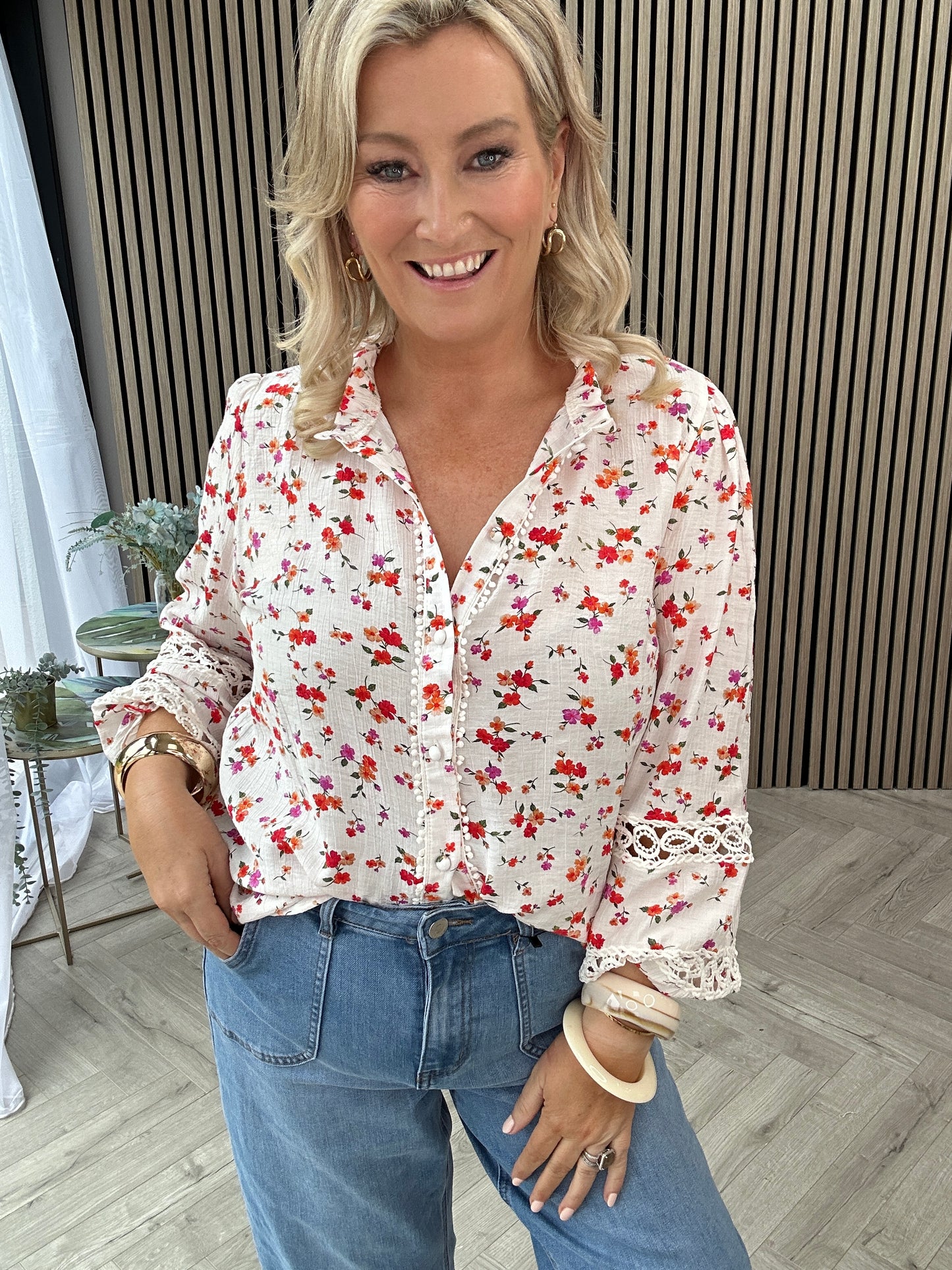 Effie Floral Blouse Red