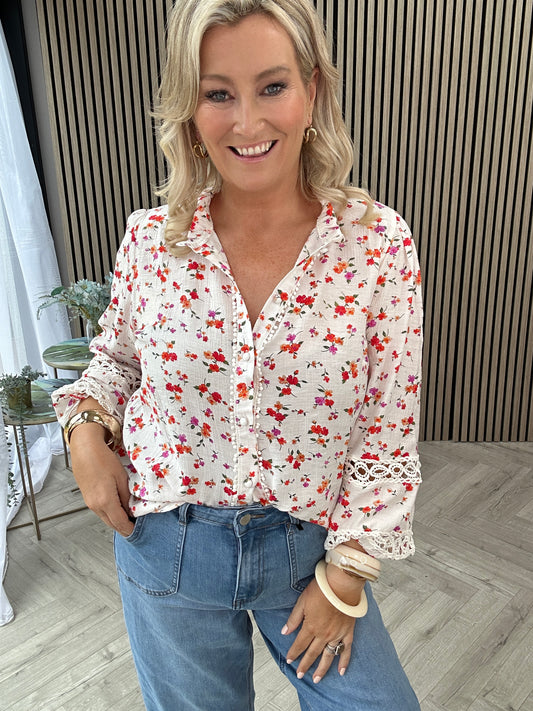 Effie Floral Blouse Red